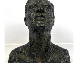 Lot 348 Brutalist Metal Bust sculpture. 