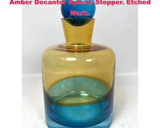 Lot 55 Evolution Waterford crystal blue and Amber Decanter Sphere Stopper. Etched Mark.