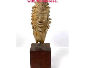 Lot 551 Soapstone sculpture. Figural Bust with Headdress. 