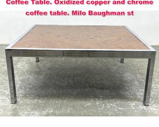 Lot 507 Decorator Mid Century Modern Coffee Table. Oxidized copper and chrome coffee table. Milo Baughman st