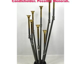 Lot 444 Modernist Mixed Metals Candleholder. Possibly Menorah. 