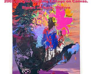 Lot 74 Stuart Netsky, Beyond the Forest , 2002, Acrylic Painting Collage on Canvas. Signed on back. Modern