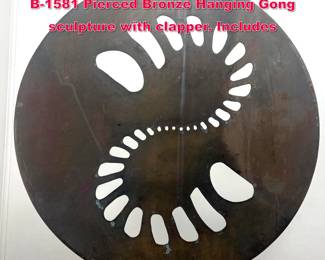 Lot 150 Monumental 48 VAL BERTOIA 2009 B1581 Pierced Bronze Hanging Gong sculpture with clapper. Includes 