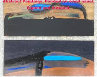 Lot 391 2pcs EUGENI TORRENS Modernist Abstract Paintings. Painted on wood panel. Signed and Initialed. 
