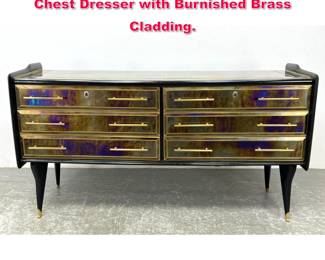 Lot 234 Italian Mid Century Modern Low Chest Dresser with Burnished Brass Cladding. 