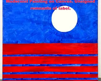Lot 387 SYDNEY K HAMBURGER Large Modernist Painting on Canvas. Unsigned remnants of label. 