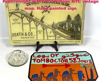 Lot 505 Devil s Toboggan tray John Derian. Paperweight with west Village NYC vintage map. Hand painted sign