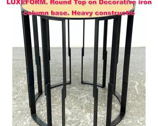 Lot 458 Chelsea Side Table by Troscan. LUXEFORM. Round Top on Decorative iron column base. Heavy constructio