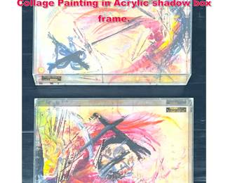 Lot 273 Pair SYDNEY K HAMBURGER Collage Painting in Acrylic shadow box frame. 