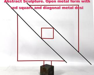 Lot 200 GEORGE D AMATO Modernist Abstract Sculpture. Open metal form with red square and diagonal metal desi