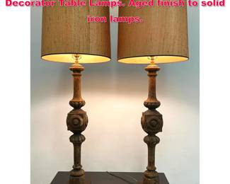 Lot 86 Pair Vintage Heavy Cast Iron Decorator Table Lamps. Aged finish to solid iron lamps.