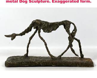 Lot 210 After Alberto Giacometti Modernist metal Dog Sculpture. Exaggerated form. 