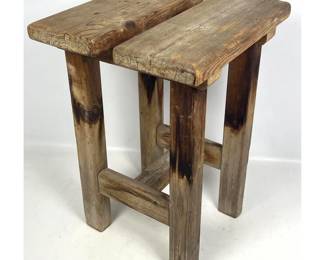Lot 67 Vintage French stool. weathered pine. 