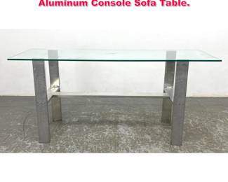 Lot 113 Mid Century Modern Glass and Aluminum Console Sofa Table. 