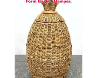 Lot 530 Decorative Rattan Wicker Pineapple Form Basket Hamper. 