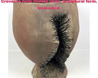Lot 345 SYDNEY K HAMBURGER Pottery Crevasse form Footed Vase. Sculptural form. Unmarked.