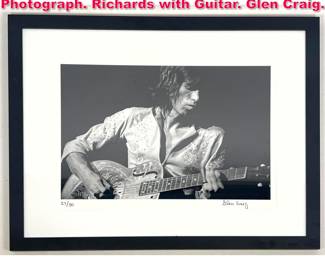 Lot 108 KEITH RICHARDS of Rolling Stones Photograph. Richards with Guitar. Glen Craig.