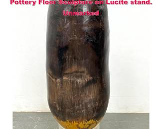 Lot 415 Large SYDNEY K HAMBURGER Raku Pottery Floor Sculpture on Lucite stand. Unmarked