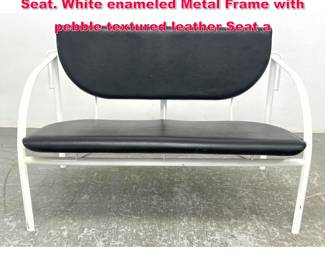 Lot 232 STENDIG Mid Century Modern Love Seat. White enameled Metal Frame with pebble textured leather Seat a