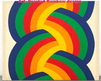 Lot 398 Mid Century Stretched Fabric Wall Art. Braided Rainbow design. 