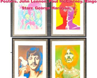 Lot 366 4pc Psychedelic Beatles Framed Posters. John Lennon, Paul McCartney. Ringo Starr. George Harrison. V
