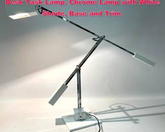 Lot 257 ROBERT SONNEMAN Cantilever Desk Task Lamp. Chrome Lamp with White Shade, Base and Trim. 