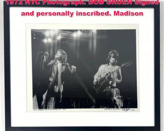 Lot 107 KEITH RICHARDS, MICK JAGGER 1972 NYC Photograph. BOB GRUEN Signed and personally inscribed. Madison 