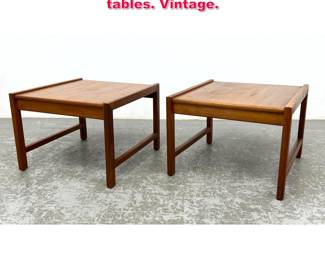 Lot 450 Pr Danish Modern Teak Square end tables. Vintage. 
