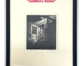 Lot 252 Harold Hahn Drypoint Print soldiers home