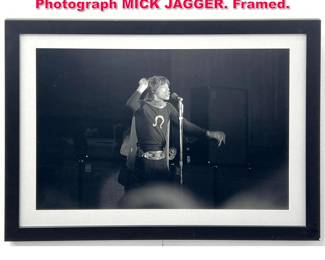 Lot 84 Large Format Black and White Photograph MICK JAGGER. Framed. 