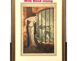 Lot 39 Louis Icart Drypoint Etching Dalila. With Blind stamp