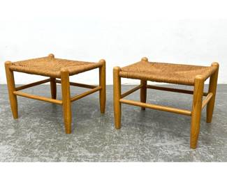 Lot 296 Pair Woven Cord Stool Ottomans. 