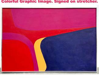 Lot 396 SIESEL Modernist Abstract Painting. Colorful Graphic Image. Signed on stretcher. 