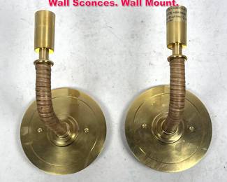 Lot 264 Pr Modern Wrapped Rattan Brass Wall Sconces. Wall Mount.
