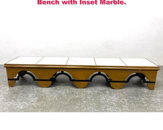 Lot 228 James Mont Attributed Low Table Bench with Inset Marble. 