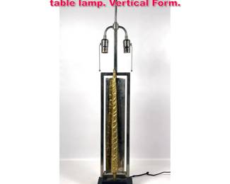 Lot 87 French 70s mixed metal brutalist table lamp. Vertical Form. 
