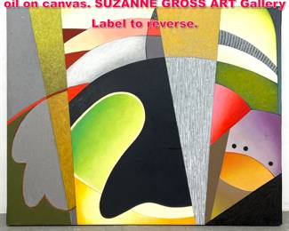 Lot 399 JOANNE GORDIN Shift to the left oil on canvas. SUZANNE GROSS ART Gallery Label to reverse. 