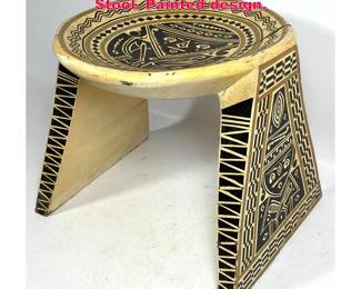 Lot 429 Decorative Aztec Style Concave Stool. Painted design. 