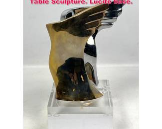 Lot 226 Brass and steel Mid Century Modern Table Sculpture. Lucite base. 