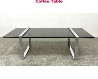 Lot 35 Tri Mark Gray Glass and Chrome Coffee Table