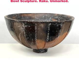 Lot 413 SYDNEY K HAMBURGER Hand made Bowl Sculpture. Raku. Unmarked.
