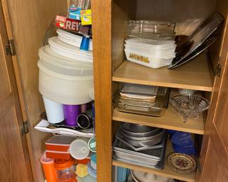 Tupperware sets, cookie pans baking sheets