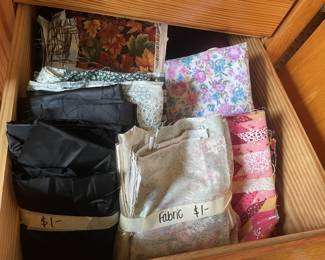 Fabric, lots of sewing items 