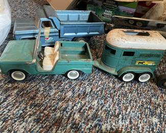 Vintage metal ford truck with trailer 