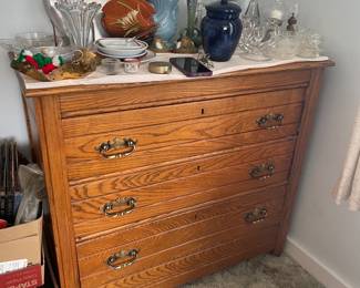 Beautiful dresser, colored glassware, home decor 
