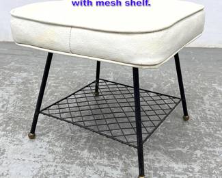 Lot 626 Vintage Iron and Vinyl Ottoman. with mesh shelf.