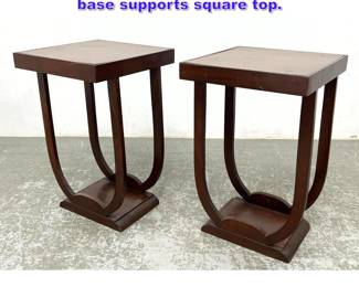 Lot 644 Pr Art Deco Side End tables. U Form base supports square top. 