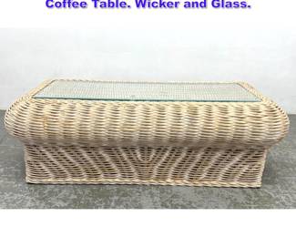 Lot 1031 Woven Rattan Mushroom Top Coffee Table. Wicker and Glass. 