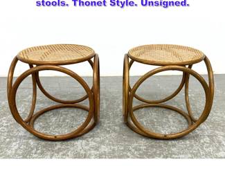 Lot 897 Pr Bentwood Cane ottomans foot stools. Thonet Style. Unsigned.