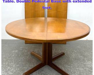Lot 982 Banded Walnut Modernist Dining Table. Double Pedestal Base with extended feet. 